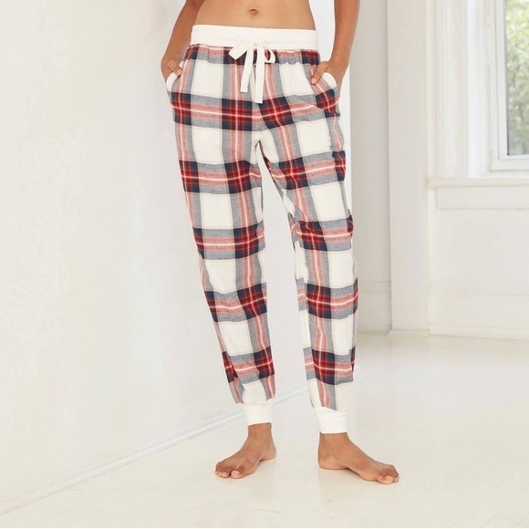 Stars Above Red Plaid Perfectly Cozy Flannel Joggers Women's Lounge Pants - Picture 1 of 10